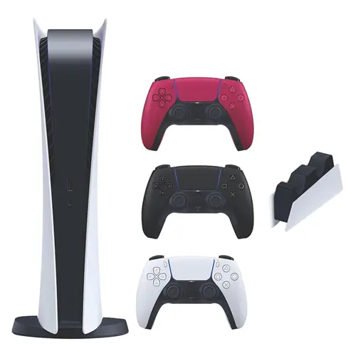 مجموعه کنسول بازی سونی مدل PlayStation 5 Digital ظرفیت 825 گیگابایت به همراه دو دسته اضافه و پایه شارژر (2) GiwXwP
